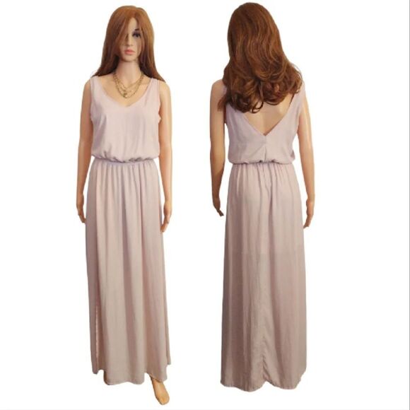 Show Me Your MuMu Dusty Blush Pink Kendall Slitted Maxi Dress Medium - Picture 8 of 16